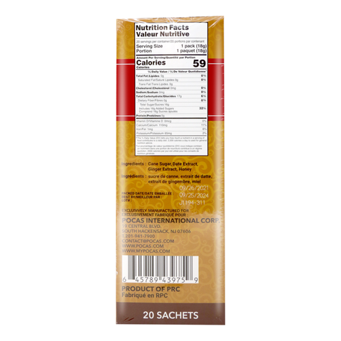 Pocas Instant Honey Ginger Tea Date Flavor 20 Sachets 12.6 Oz (360 g)