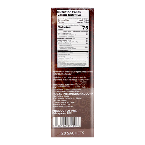 Pocas Instant Ginger Coffee 20 Sachets 12.6 Oz (360 g)