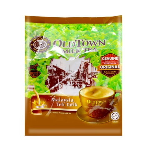 Old Town Milk Tea Malaysia Teh Tarik 3 in 1 Instant Premix Milk Tea 12.7 Oz (360 g) (12 sticks x 30 g)