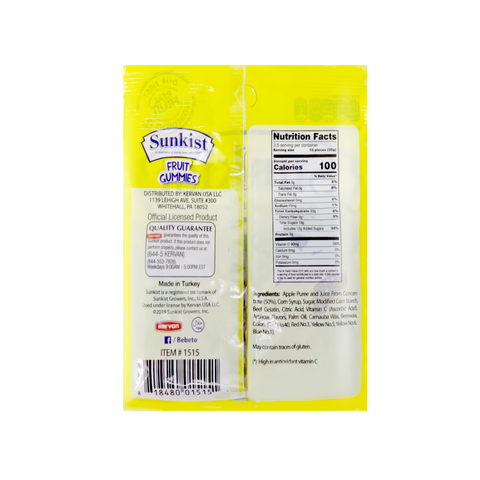 Sunkist Fruit Gummies Mixed Fruit Flavor 3.5 Oz (100 g)