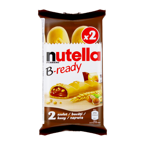 Nutella B-Ready Crispy Wafers with Hazelnut and Cocoa Filling, 2 bars 3.5 Oz (100 g)