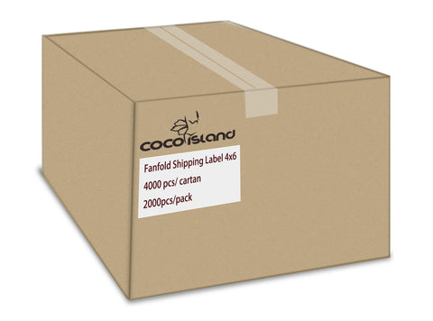 4" x 6" Fanfold Direct Thermal Labels - White Shipping Mailing Postage Labels, Perforated, Permanent Adhesive (4 Stacks - 4000 Labels) - CoCo Island Mart