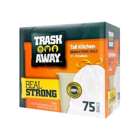 Trash Away Tall Kitchen Drawstring Bags Large Trash 75 bags