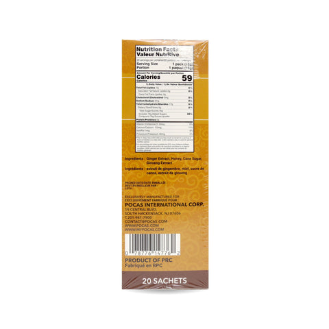 Pocas Instant Honey Ginger Tea Ginseng Flavor 20 Sachets 12.6 Oz (360 g)