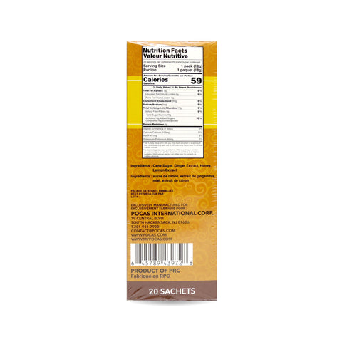 Pocas Instant Honey Ginger Tea Lemon Flavor 20 Sachets 12.6 Oz (360 g)