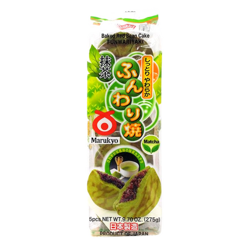 Shirakiku Marukyo Baked Red Bean Cake Funwariyaki Matcha Flavor 9.70 Oz (275 g)