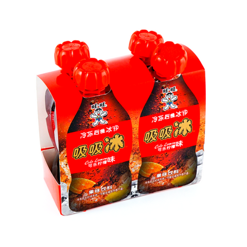 WANT WANT Sorbet Lemon Cola Flavor 4-PACK 10.82 FL Oz (320 mL) (80 mL X 4) - 旺旺吸吸冰 可乐柠檬味