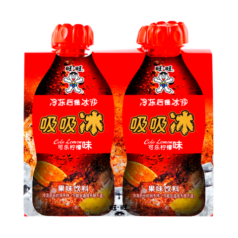 WANT WANT Sorbet Lemon Cola Flavor 4-PACK 10.82 FL Oz (320 mL) (80 mL X 4) - 旺旺吸吸冰 可乐柠檬味