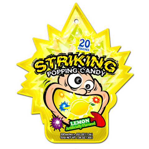 Hong Kong Striking Popping Candy Lemon Flavor 20 Pouches 1.06 Oz (30 g)
