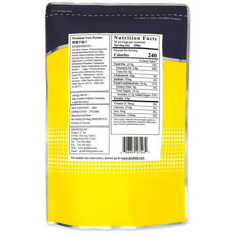 Qbubble 3 in 1 Premium Taro Milk Tea Powder 2.2 LB (1 Kg)