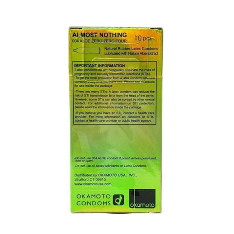Okamoto 004 Condom Aloe Male Latex Condoms 0.04 mm 10 Ct - CoCo Island Mart