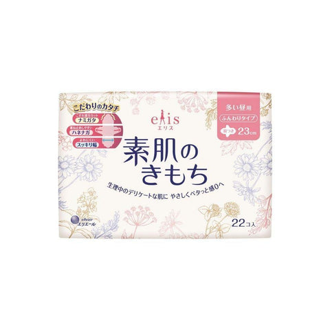 Elleair Elis Megami Sanitary Napkin Pads Heavy Daytime W/Wing 23 cm - 22 Pads - 日本ELIS怡丽 素肌超薄护翼全棉卫生巾 日用型 23cm - CoCo Island Mart