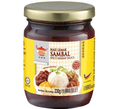 Tean's Gourmet Nasi Lemak Sambal | Spicy Shrimp Sauce | Paste for Shrimp 8 Oz (230 g) - 马来西田师傅椰浆饭辣椒酱
