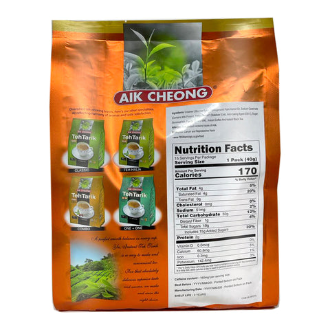 Aik Cheong Teh Tarik 4 In 1 Instant Milk Tea Beverage 15 Sachets 21.2 Oz (600 g) - 益昌老街鸳鸯奶茶 600克