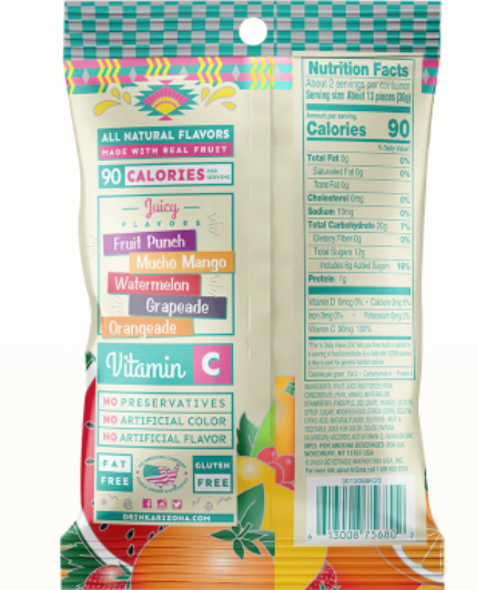Arizona Mixed Fruit Snacks 2.25 Oz (64 g)