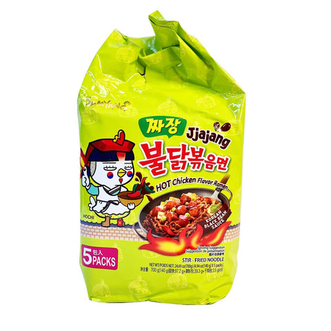 SAMYANG Buldak Korean Jjanjang Hot Chicken Flavor Ramen with Korean Black Bean Sauce (Stir Fried Noodle) 24.69 Oz (700 g) - 5PACKS