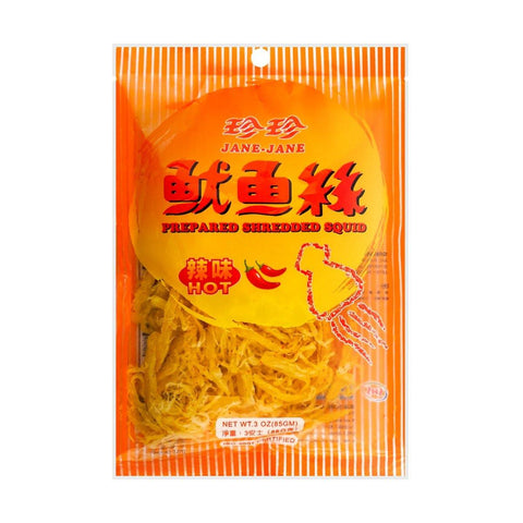 Jane Jane Dried Prepared Spicy Shredded Squid 3 Oz (85 g) - 珍珍鱿鱼丝 3 Oz - CoCo Island Mart