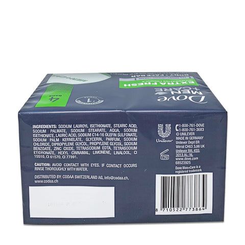 DOVE, Men Plus Care Extra Fresh Invigorating Formula Bar Soap for Body and Face, 400g (14oz) 4 counts