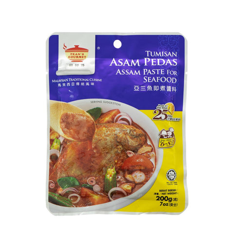 Tean's Gourmet Malaysian Traditional Tumisan Asam Pedas | Assam Paste for Seafood 7 Oz (200 g) - 马来西田师傅亚三鱼即煮酱料
