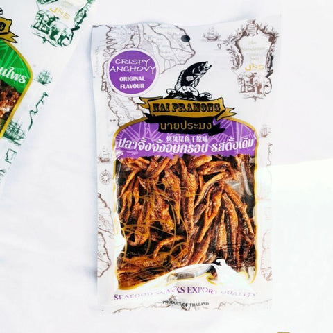 Nai Pramong Crispy Anchovy Original Flavor 60 g - 钓鱼先生 烤风尾鱼干原味 60 g - CoCo Island Mart