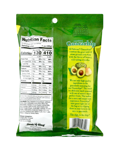 El Sabroso Original Guacachip Flavored Tortilla Chips 3 Oz (85 g)