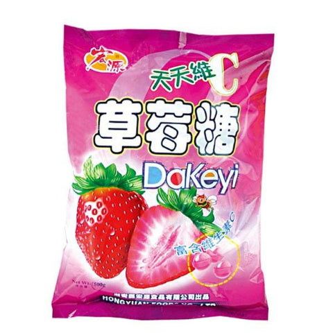 HONGYUAN Strawberry Hard Sweet Candy 12.3 Oz (350 g) - 宏源天天维C草莓糖 12.3 Oz - CoCo Island Mart