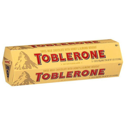 Toblerone Swiss Milk Chocolate With Honey and Almond Nougat Set of 6 Bars 21.1 OZ (600 g) - CoCo Island Mart