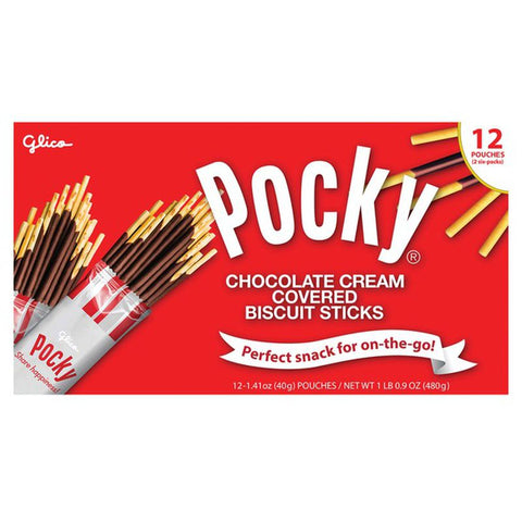 Pocky Chocolate Cream Covered Biscuit Sticks 12 X 1.41 Oz Pouches 1LB (480 g)