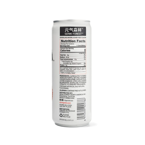 Genki Forest Sugar-Free Sparkling Lychee Fizzy Flavor 11.15 FL Oz (330 mL)