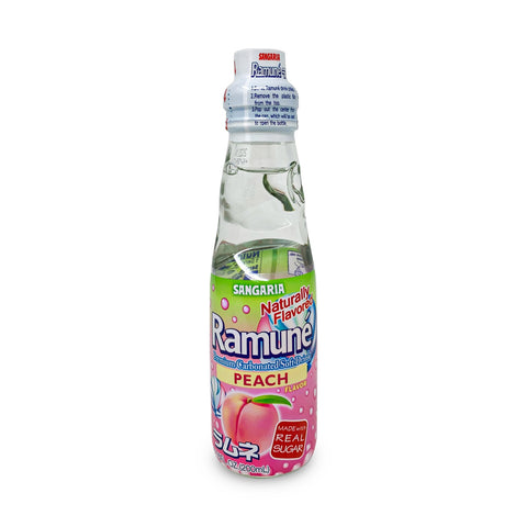 Sangaria Ramune Soda, Perfectly Peach Flavor, 6.76 Fl Oz (200mL)