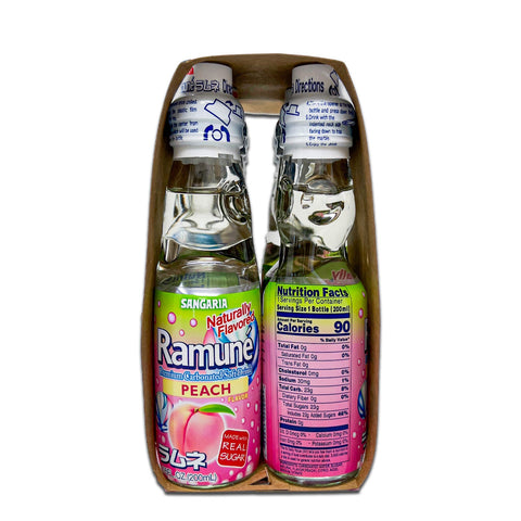 Sangaria RAMUNE Premium Soda, Perfectly Peach Flavor, 6 Bottles, 6.76 fl.oz (200ML)