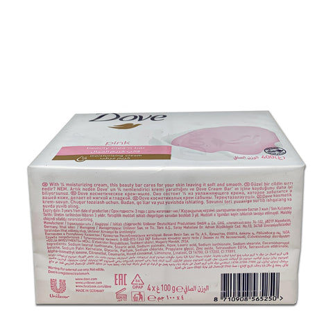 DOVE, Pink Beauty Cream Bar Soap plus 1/4 Moisturizing Cream, 400g (3.52oz) 4 counts