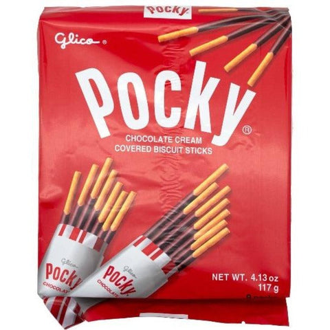 GLICO Pocky Covered Chocolate Cream Covered Biscuit Sticks - 9 Packs 4.13 Oz (117 g)