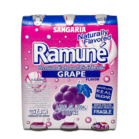 Sangaria RAMUNE Premium Soda, Great Grapes Flavor, 6 Bottles, 6.76 fl.oz (200ML)
