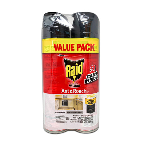 RAID Ant & Roach Killer 26, Fragrance Free, Pests Repellant, 17.5 oz (2 counts)