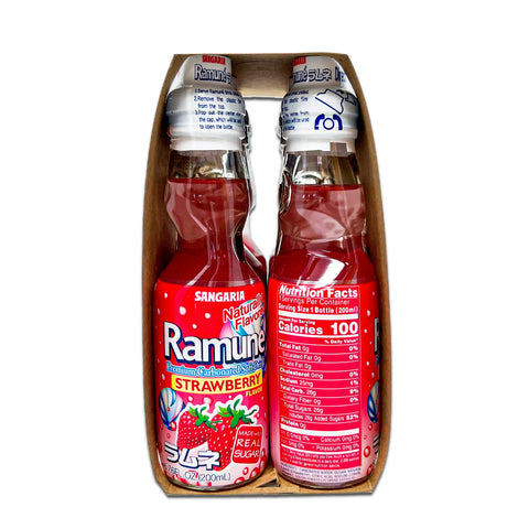 Sangaria RAMUNE Premium Soda, Sweet Strawberry Flavor, 6 Bottles, 6.76 fl.oz (200ML)