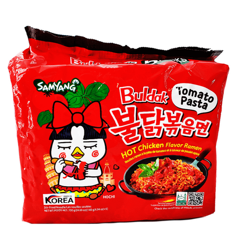 SAMYANG Buldak Tomato Pasta Ramen Noodles | HOT Chicken Flavor Tomato Pasta Ramen Noodles 5 PACKS 24.69 Oz (700 g)