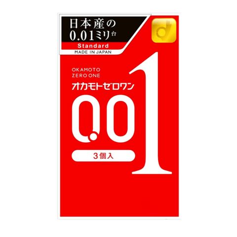 Okamoto Zero One Standard Size Male Non-Latex Condoms 0.01 mm 3ct