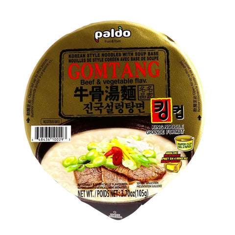 Paldo Gomtang King Cup Korean Soup Ramen Noodles Beef and Vegetable Flavored 3.7 Oz (105 g)