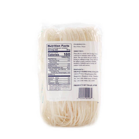 Erawan Oriental Style Vermicelli Noodle (Size Medium) - Rice Stick Noodles 16 Oz (1LB)