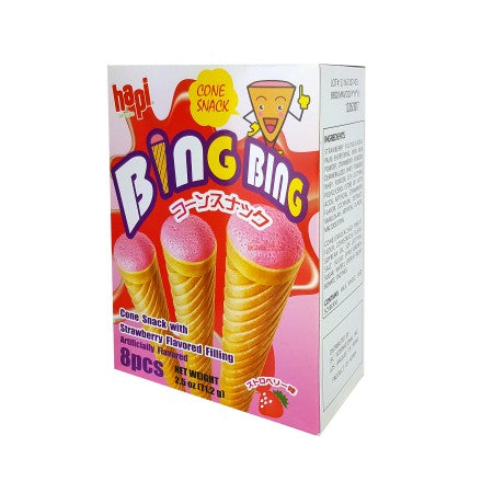 HaPi Bing Bing Cone Snack filled w/ Strawberry Flavor 2.5 Oz (71.2 g)