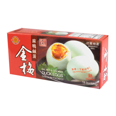 Gold Plum Cooked and Salted Duck Eggs with Bolagan Flavor 18.3 Oz (520 g) - 金梅高邮麻鸭咸蛋 大盒8枚入江苏特产