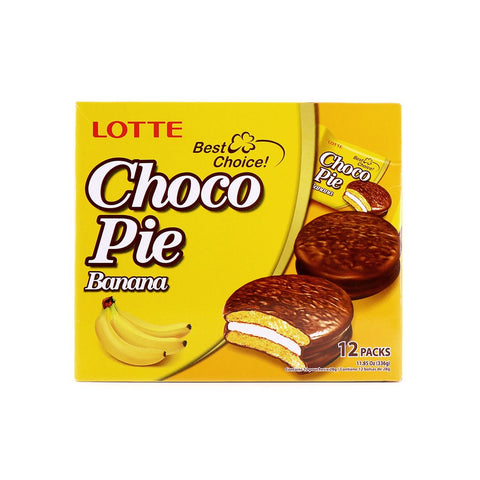 LOTTE Choco Pie Banana Flavor 11.85 Oz (336 g) - 12 PACKS