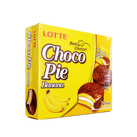 LOTTE Choco Pie Banana Flavor 11.85 Oz (336 g) - 12 PACKS