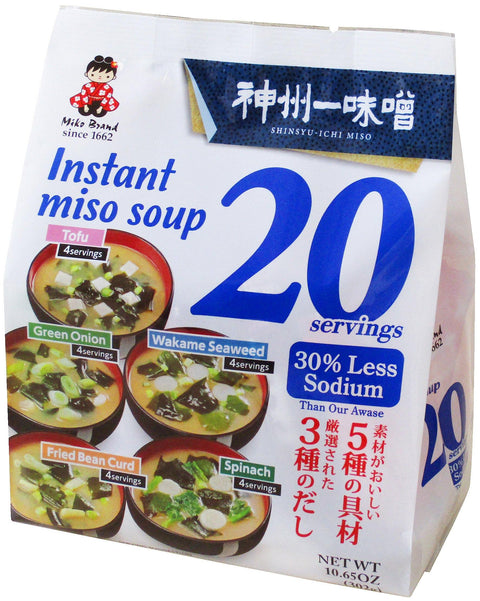 Miko Brand Instant Miso Soup 20 Servings Awase 30% Less Sodium 10.65 Oz (302 g) - CoCo Island Mart