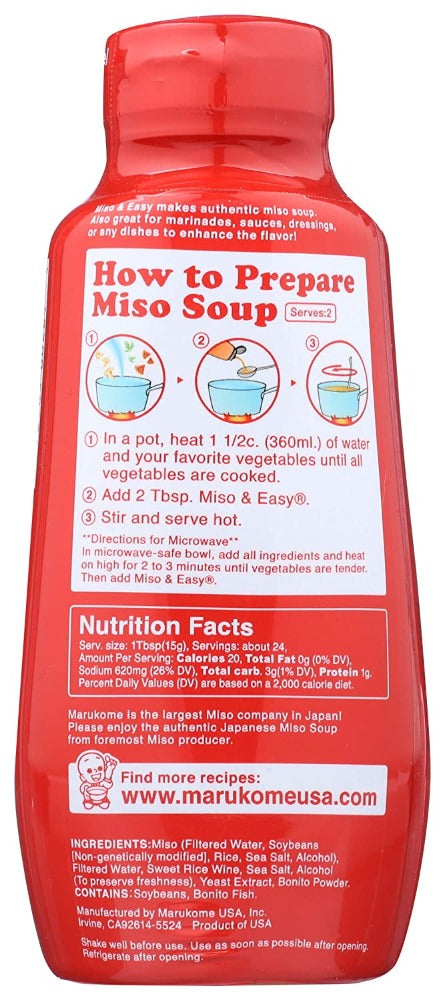 Marukome Miso and Easy - Miso Broth Concentrate Original Flavor 13.08 Oz (390 g)