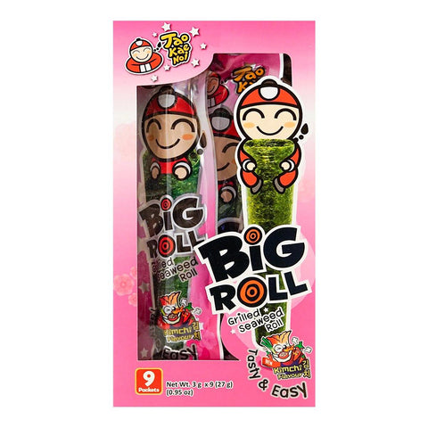 Tao Kae Noi Big Roll Grilled Seaweed Roll Kimchi Flavor 0.95 Oz (27 g) 9 Packets - 小老闆泡菜味紫菜卷 - CoCo Island Mart