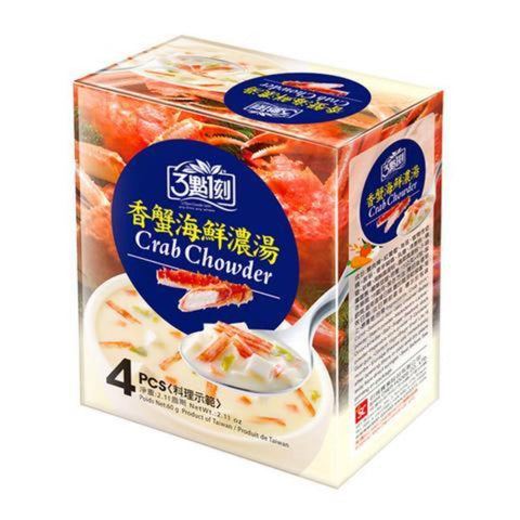 3:15PM Crab Flavor Chowder Instant Soup 4 Packs 2.11 Oz (60 g) - 3点一刻香蟹海鲜浓汤 - CoCo Island Mart