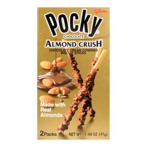GLICO Pocky Almond Crush Chocolate Cream Covered Biscuit Sticks 1.45 Oz - CoCo Island Mart