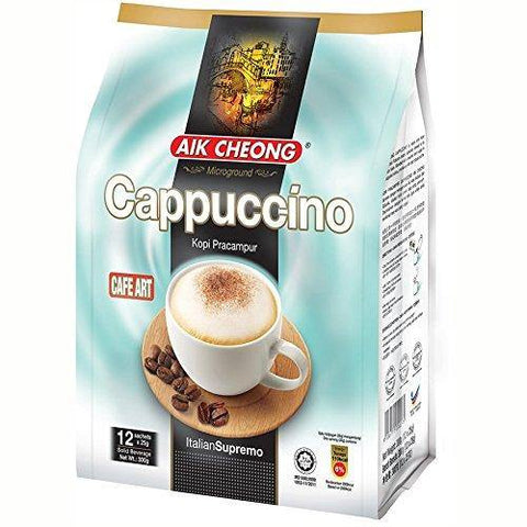 Aik Cheong Cappuccino Coffee | Kopi Putih Pracampur 12 Sachets (306 g) - 益昌香卡布奇诺咖啡 306 克 - CoCo Island Mart
